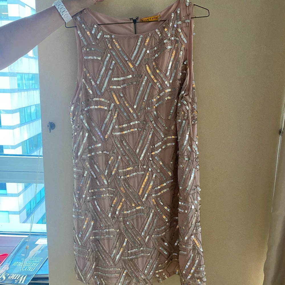 Alice + Olivia Blush Pink Sequin Dress